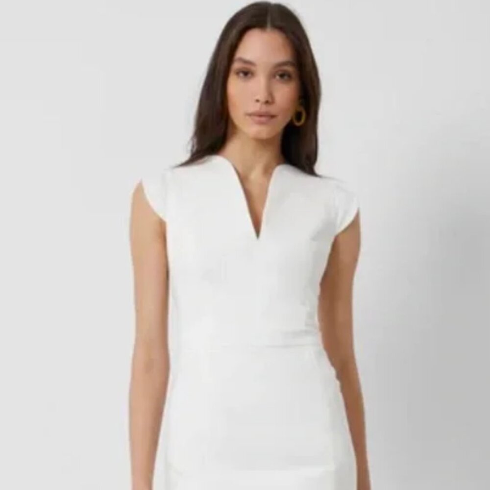 NWT French Connection WHITE LOLO STRETCH SLEEVELESS DRESS Size 4 (XS)